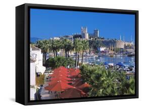 St. Peter's Castle, Marina and Yachts in Foreground, Bodrum, Anatolia, Turkey Minor, Eurasia-Sakis Papadopoulos-Framed Stretched Canvas