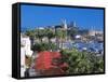 St. Peter's Castle, Marina and Yachts in Foreground, Bodrum, Anatolia, Turkey Minor, Eurasia-Sakis Papadopoulos-Framed Stretched Canvas