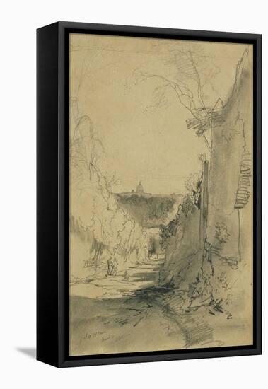 St Peter's from Arco Oscuro-Edward Lear-Framed Stretched Canvas