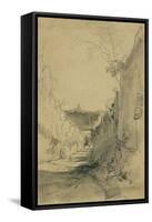 St Peter's from Arco Oscuro-Edward Lear-Framed Stretched Canvas