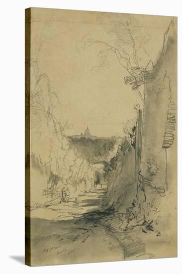 St Peter's from Arco Oscuro-Edward Lear-Stretched Canvas