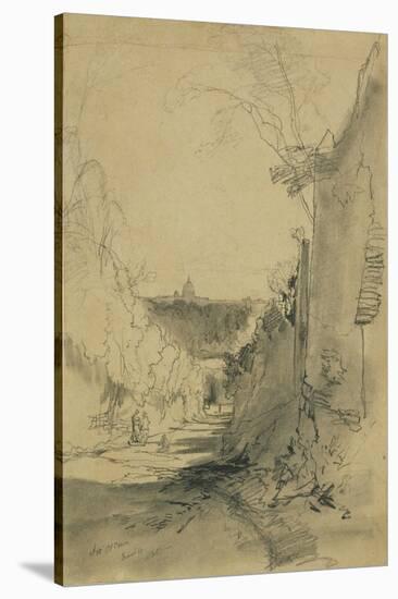 St Peter's from Arco Oscuro-Edward Lear-Stretched Canvas