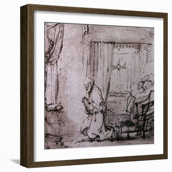 St. Peter's Prayer Before the Raising of Tabitha, circa 1654-55-Rembrandt van Rijn-Framed Giclee Print