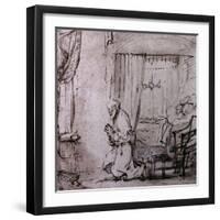 St. Peter's Prayer Before the Raising of Tabitha, circa 1654-55-Rembrandt van Rijn-Framed Giclee Print