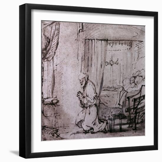 St. Peter's Prayer Before the Raising of Tabitha, circa 1654-55-Rembrandt van Rijn-Framed Giclee Print