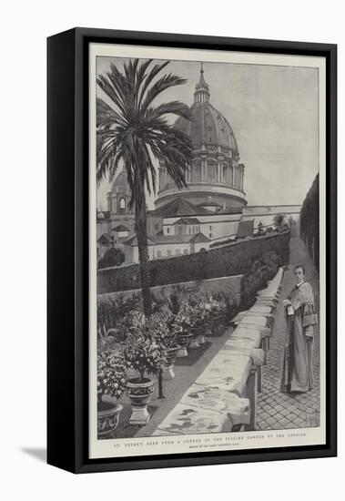 St Peter's Seen from a Corner of the Italian Garden of the Vatican-Harry Hamilton Johnston-Framed Stretched Canvas