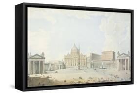 St. Peter's, the Basilica and the Piazza-Francesco Panini-Framed Stretched Canvas