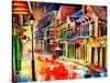 St Peter Street Jive - New Orleans-Diane Millsap-Stretched Canvas