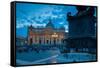 St. Peters and Piazza San Pietro at Dusk, Vatican City, UNESCO World Heritage Site, Rome, Lazio-Frank Fell-Framed Stretched Canvas