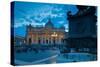 St. Peters and Piazza San Pietro at Dusk, Vatican City, UNESCO World Heritage Site, Rome, Lazio-Frank Fell-Stretched Canvas