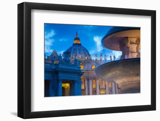 St. Peters and Piazza San Pietro at Dusk, Vatican City, UNESCO World Heritage Site, Rome, Lazio-Frank Fell-Framed Premium Photographic Print