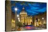 St. Peters and Piazza San Pietro at Dusk, Vatican City, UNESCO World Heritage Site, Rome, Lazio-Frank Fell-Stretched Canvas