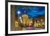 St. Peters and Piazza San Pietro at Dusk, Vatican City, UNESCO World Heritage Site, Rome, Lazio-Frank Fell-Framed Photographic Print