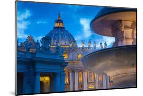 St. Peters and Piazza San Pietro at Dusk, Vatican City, UNESCO World Heritage Site, Rome, Lazio-Frank Fell-Mounted Photographic Print