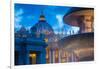 St. Peters and Piazza San Pietro at Dusk, Vatican City, UNESCO World Heritage Site, Rome, Lazio-Frank Fell-Framed Photographic Print