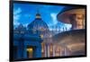 St. Peters and Piazza San Pietro at Dusk, Vatican City, UNESCO World Heritage Site, Rome, Lazio-Frank Fell-Framed Photographic Print