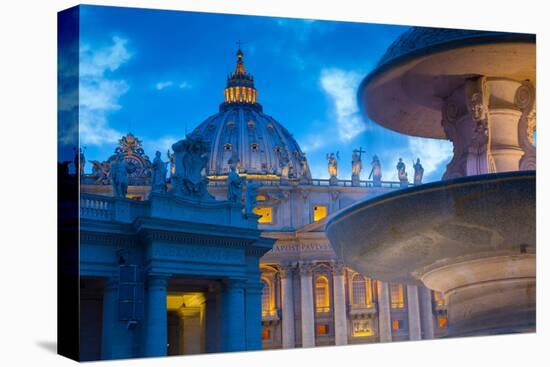 St. Peters and Piazza San Pietro at Dusk, Vatican City, UNESCO World Heritage Site, Rome, Lazio-Frank Fell-Stretched Canvas