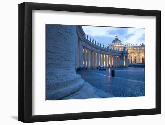 St. Peters and Piazza San Pietro at Dusk, Vatican City, UNESCO World Heritage Site, Rome, Lazio-Frank Fell-Framed Photographic Print