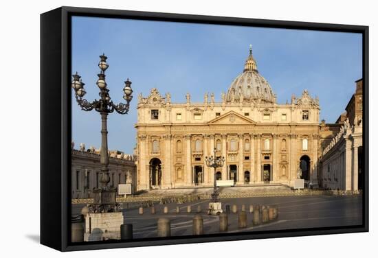 St. Peters and Piazza San Pietro in the Early Morning, Vatican City, Rome, Lazio, Italy-James Emmerson-Framed Stretched Canvas