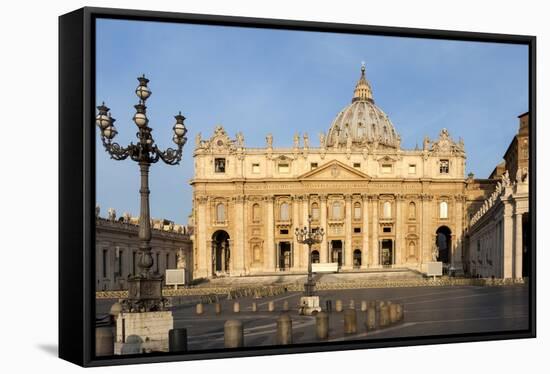 St. Peters and Piazza San Pietro in the Early Morning, Vatican City, Rome, Lazio, Italy-James Emmerson-Framed Stretched Canvas