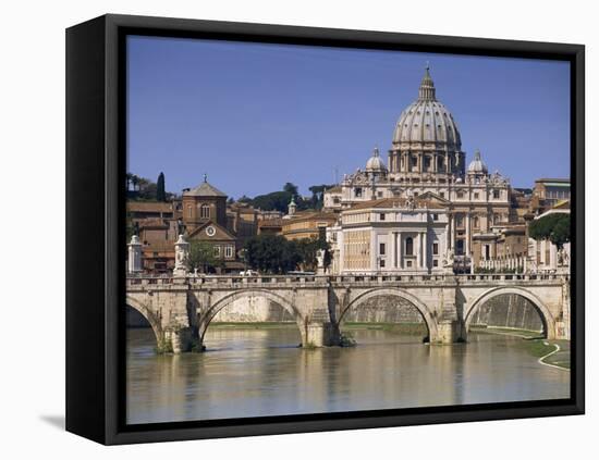 St. Peters and River Tiber, Rome, Lazio, Italy, Europe-Miller John-Framed Stretched Canvas