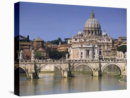 St. Peters and River Tiber, Rome, Lazio, Italy, Europe-Miller John-Stretched Canvas