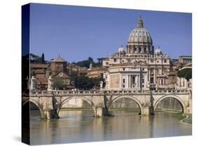 St. Peters and River Tiber, Rome, Lazio, Italy, Europe-Miller John-Stretched Canvas