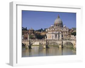 St. Peters and River Tiber, Rome, Lazio, Italy, Europe-Miller John-Framed Photographic Print