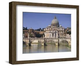 St. Peters and River Tiber, Rome, Lazio, Italy, Europe-Miller John-Framed Photographic Print