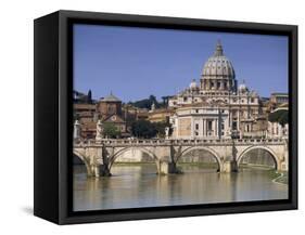 St. Peters and River Tiber, Rome, Lazio, Italy, Europe-Miller John-Framed Stretched Canvas