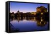 St. Peters Basilica, River Tiber and Castel D'Angelo in Twilight, Rome, Lazio, Italy, Europe-Peter-Framed Stretched Canvas