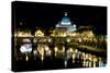 St Peters Rome At Night-Charles Bowman-Stretched Canvas