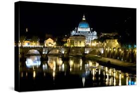 St Peters Rome At Night-Charles Bowman-Stretched Canvas