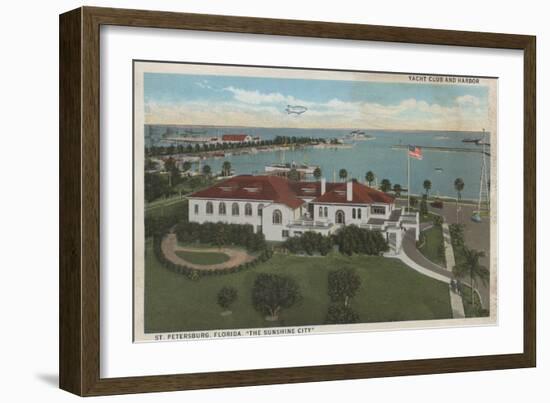 St. Petersburg, FL - Aerial of Yacht Club & Harbor-Lantern Press-Framed Art Print