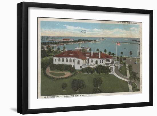 St. Petersburg, FL - Aerial of Yacht Club & Harbor-Lantern Press-Framed Art Print