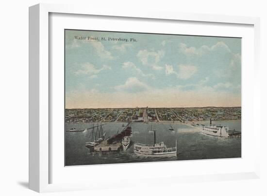 St. Petersburg, FL - Waterfront View with Yachts-Lantern Press-Framed Art Print