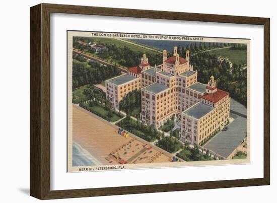 St. Petersburg, Florida - Aerial of Don Ce-Sar Hotel-Lantern Press-Framed Art Print