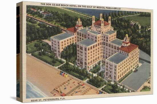 St. Petersburg, Florida - Aerial of Don Ce-Sar Hotel-Lantern Press-Stretched Canvas