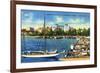 St. Petersburg, Florida - Central Yacht Basin Scene-Lantern Press-Framed Art Print