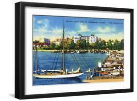 St. Petersburg, Florida - Central Yacht Basin Scene-Lantern Press-Framed Art Print