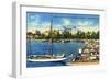 St. Petersburg, Florida - Central Yacht Basin Scene-Lantern Press-Framed Art Print