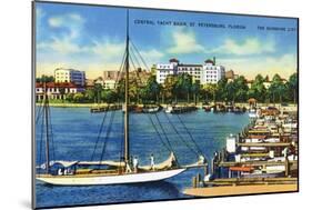 St. Petersburg, Florida - Central Yacht Basin Scene-Lantern Press-Mounted Art Print