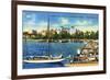 St. Petersburg, Florida - Central Yacht Basin Scene-Lantern Press-Framed Premium Giclee Print