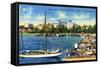 St. Petersburg, Florida - Central Yacht Basin Scene-Lantern Press-Framed Stretched Canvas