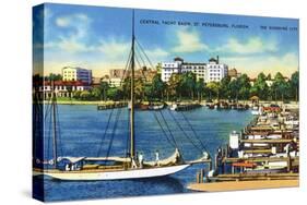 St. Petersburg, Florida - Central Yacht Basin Scene-Lantern Press-Stretched Canvas