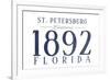 St. Petersburg, Florida - Established Date (Blue)-Lantern Press-Framed Art Print