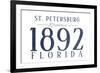 St. Petersburg, Florida - Established Date (Blue)-Lantern Press-Framed Art Print