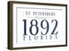St. Petersburg, Florida - Established Date (Blue)-Lantern Press-Framed Art Print