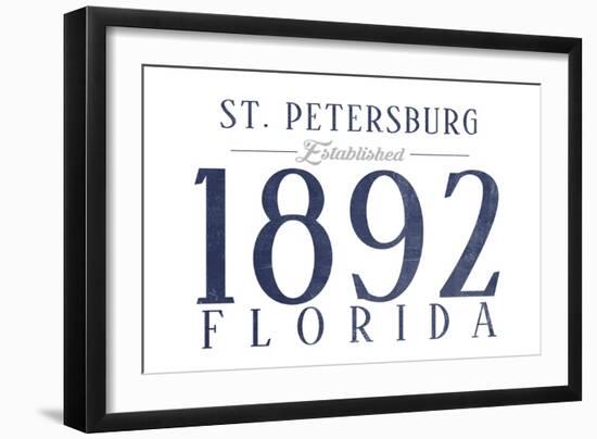 St. Petersburg, Florida - Established Date (Blue)-Lantern Press-Framed Art Print