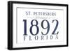 St. Petersburg, Florida - Established Date (Blue)-Lantern Press-Framed Art Print